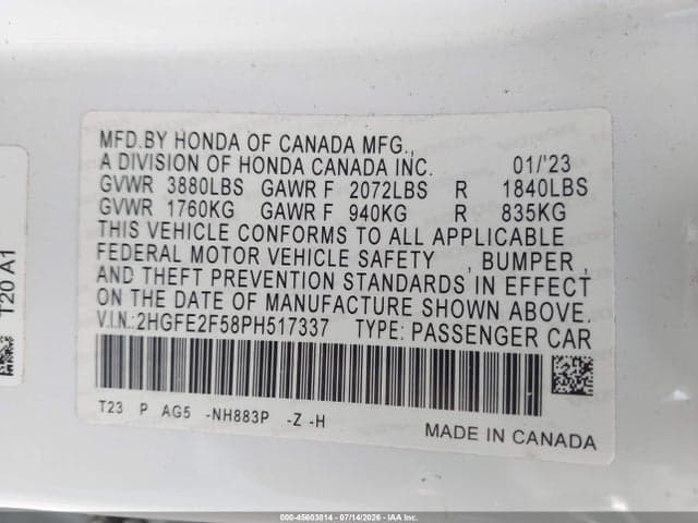 2023 HONDA CIVIC SPORT 9
