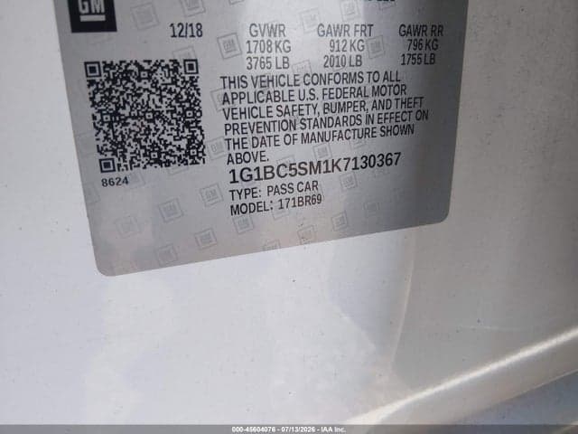 2019 CHEVROLET CRUZE LS 9