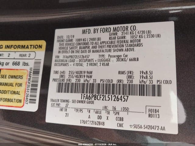 2020 FORD MUSTANG GT FASTBACK 9