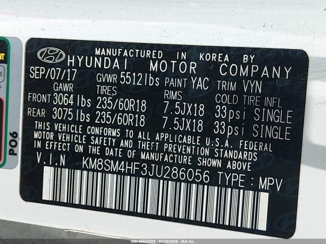 2018 HYUNDAI SANTA FE SE 9