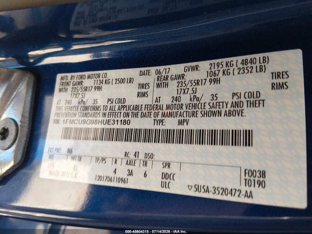 2017 FORD ESCAPE SE 9