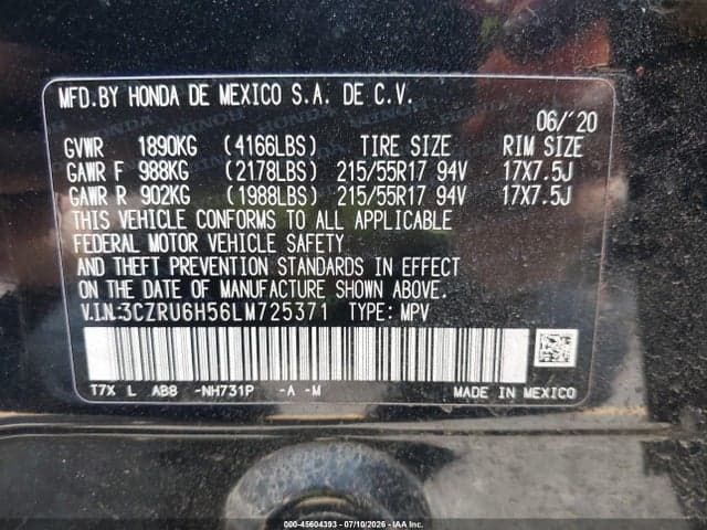 2020 HONDA HR-V AWD EX 9