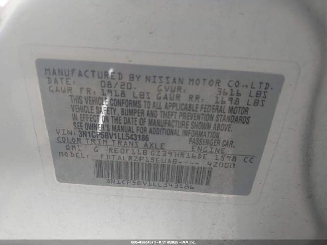 2020 NISSAN KICKS S XTRONIC CVT 9