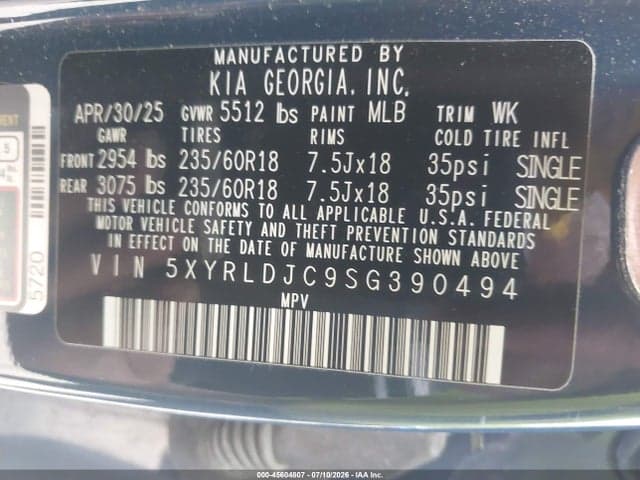 2025 KIA SORENTO S 9