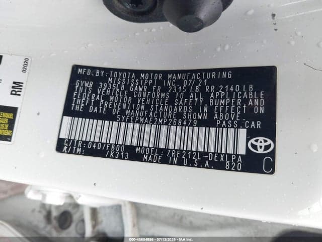 2021 TOYOTA COROLLA LE 9