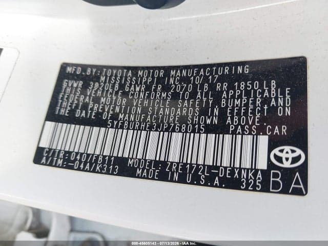 2018 TOYOTA COROLLA LE 9