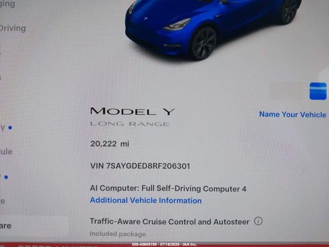 2024 TESLA MODEL Y LONG RANGE SINGLE MOTOR REAR-WHEEL DRIVE/RWD 7