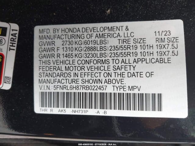 2024 HONDA ODYSSEY TOURING 9