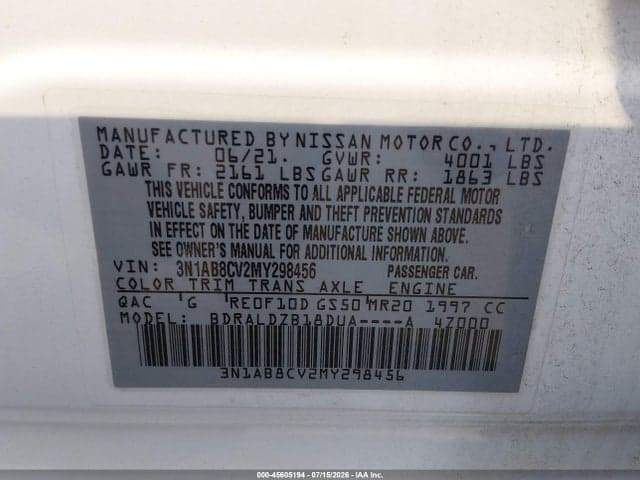 2021 NISSAN SENTRA SV XTRONIC CVT 9