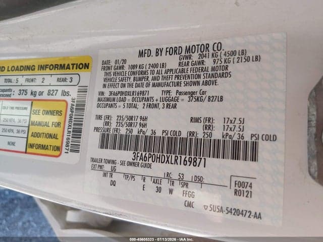 2020 FORD FUSION SE 9