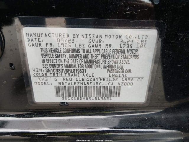 2024 NISSAN VERSA 1.6 S 9