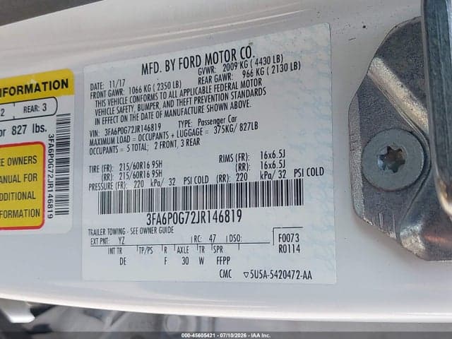 2018 FORD FUSION S 9