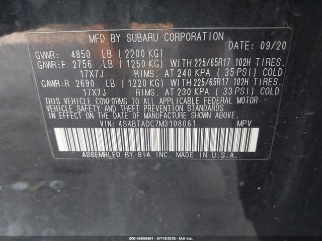 2021 SUBARU OUTBACK PREMIUM 9