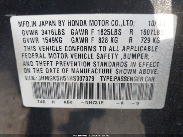 2017 HONDA FIT LX 9