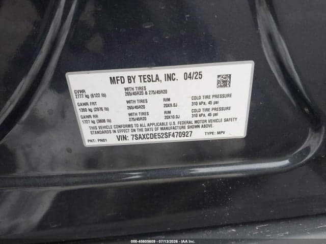 2025 TESLA MODEL X LONG RANGE 9