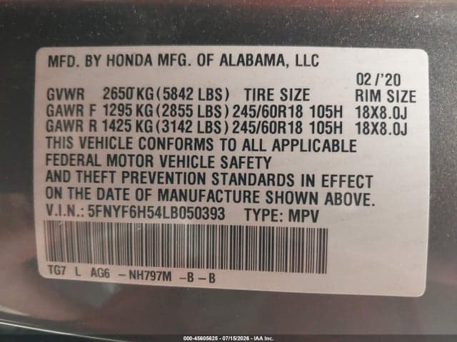 2020 HONDA PILOT AWD EX-L 9