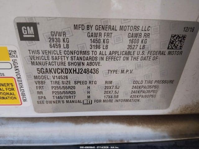 2017 BUICK ENCLAVE PREMIUM 9
