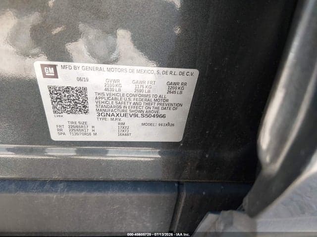 2020 CHEVROLET EQUINOX AWD LT 1.5L TURBO 9