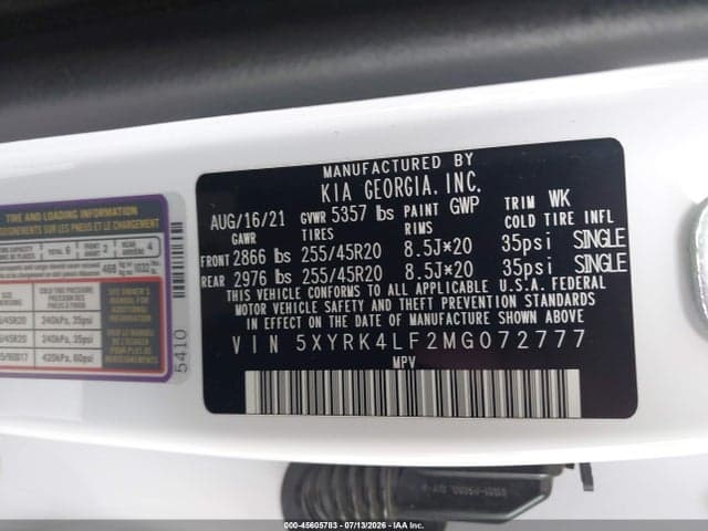 2021 KIA SORENTO SX 9