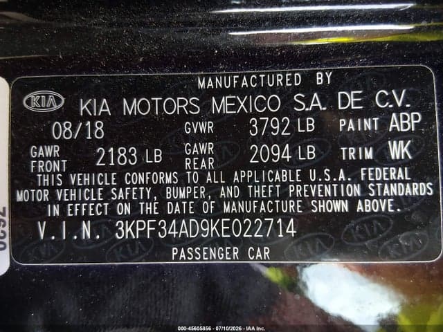 2019 KIA FORTE S 9