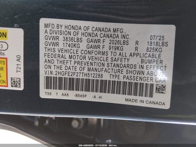 2026 HONDA CIVIC LX 9