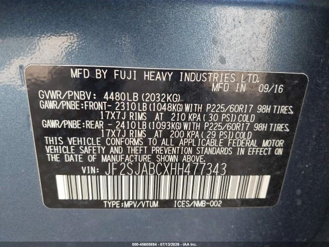 2017 SUBARU FORESTER 2.5I 9