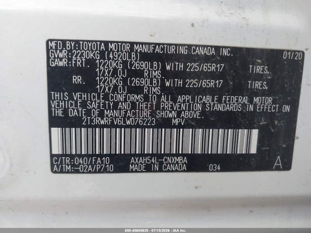 2020 TOYOTA RAV4 HYBRID XLE 9