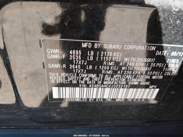 2018 SUBARU OUTBACK 2.5I PREMIUM 9