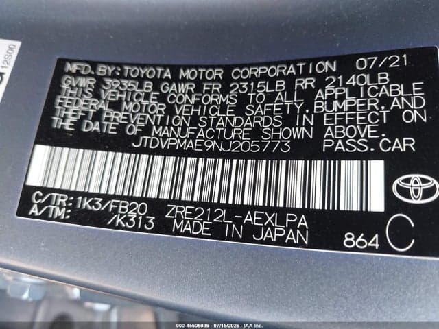 2022 TOYOTA COROLLA LE 9