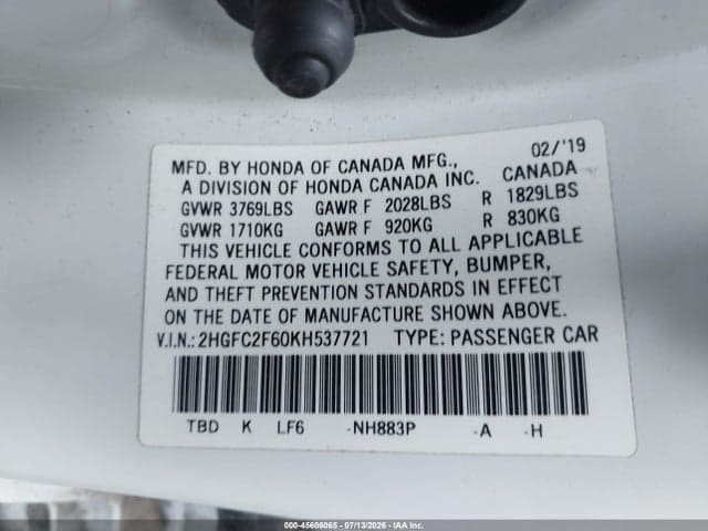 2019 HONDA CIVIC LX 9
