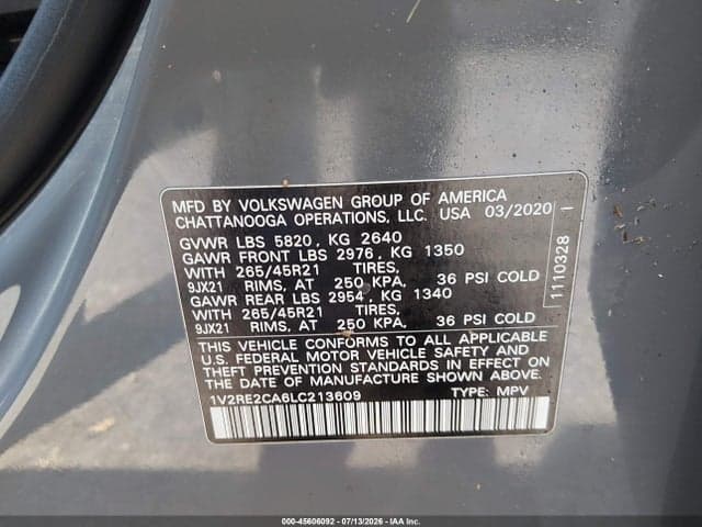 2020 VOLKSWAGEN ATLAS CROSS SPORT 3.6L V6 SEL R-LINE 9
