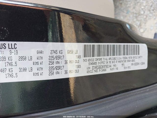 2019 DODGE GRAND CARAVAN SE 9