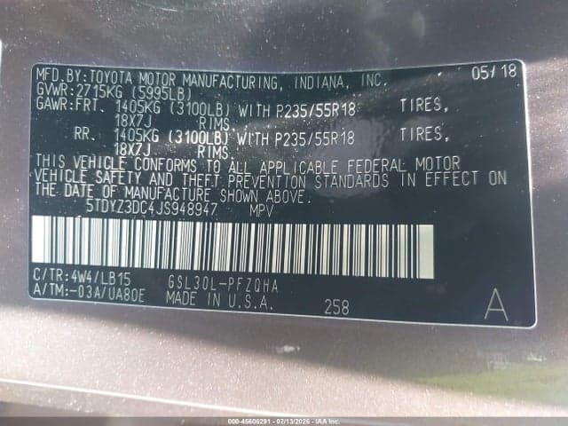 2018 TOYOTA SIENNA LIMITED PREMIUM 7 PASSENGER 9