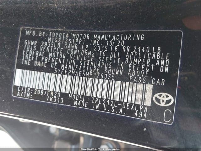 2021 TOYOTA COROLLA LE 9