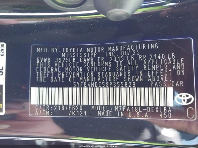 2025 TOYOTA COROLLA LE 9