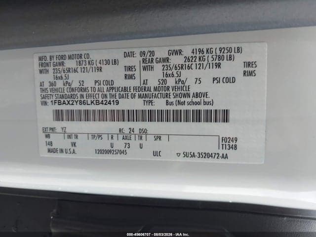 2020 FORD TRANSIT-350 PASSENGER VAN XL 9
