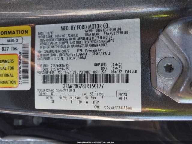 2018 FORD FUSION S 9