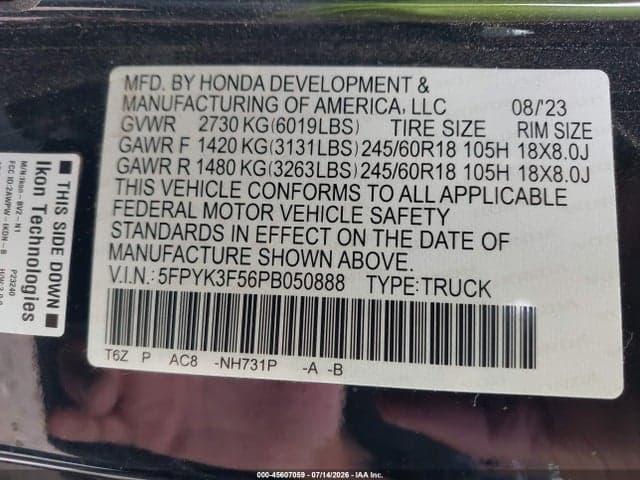 2023 HONDA RIDGELINE RTL 9