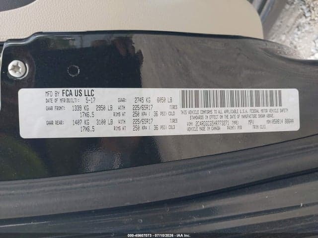 2017 DODGE GRAND CARAVAN SXT 9