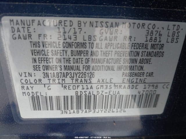 2018 NISSAN SENTRA SV 9