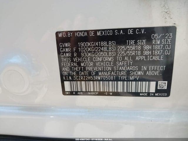 2024 HONDA HR-V AWD SPORT/AWD SPORT W/O BSI 9