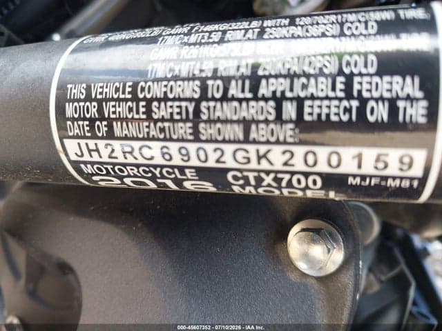 2016 HONDA CTX700 10