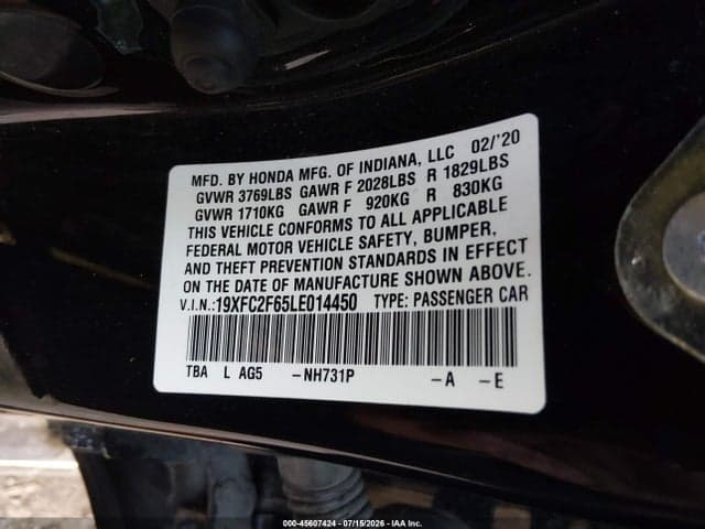2020 HONDA CIVIC LX 9