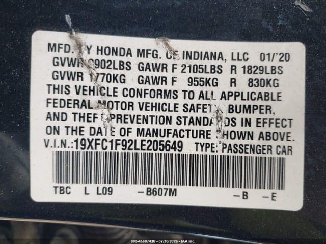 2020 HONDA CIVIC TOURING 9