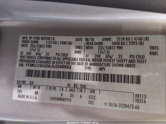 2018 FORD ESCAPE SE 9