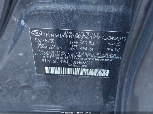 2020 HYUNDAI ELANTRA SEL 9