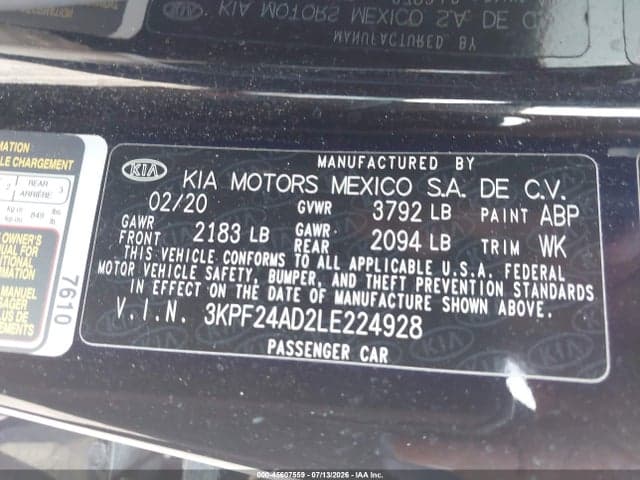 2020 KIA FORTE LXS 9