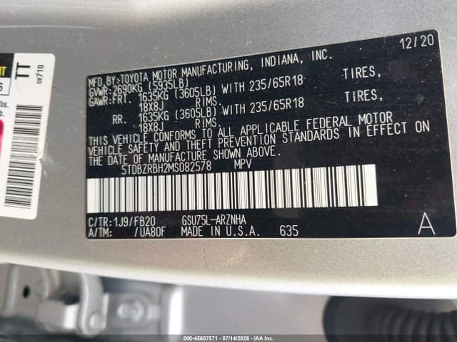 2021 TOYOTA HIGHLANDER LE 9