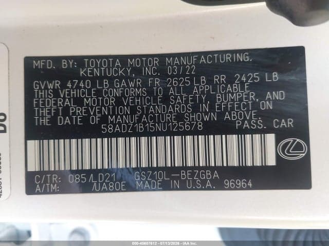 2022 LEXUS ES 350 9