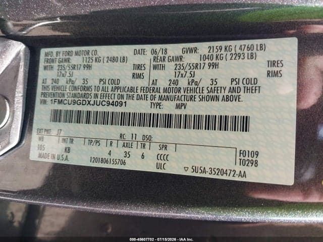 2018 FORD ESCAPE SE 9